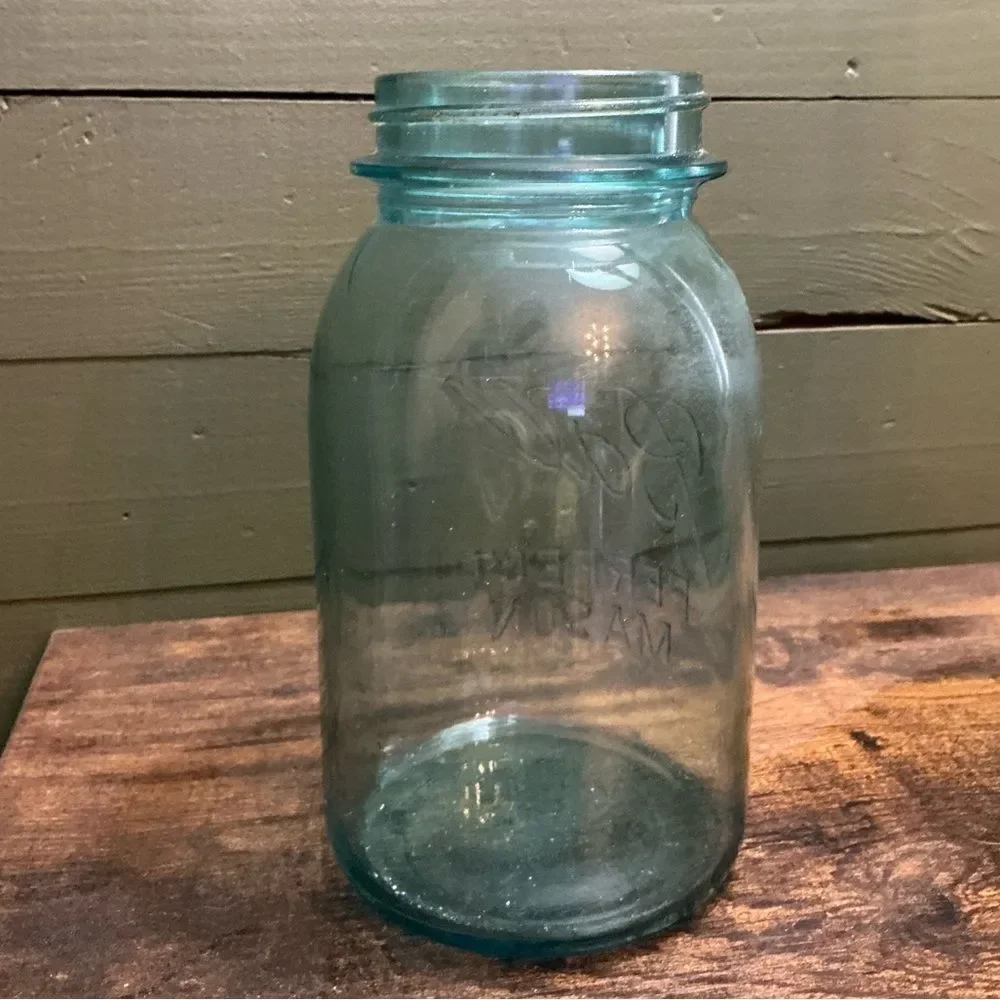 Antique Blue Ball Mason Jar | 7.5” Tall | Vintage Home Decor